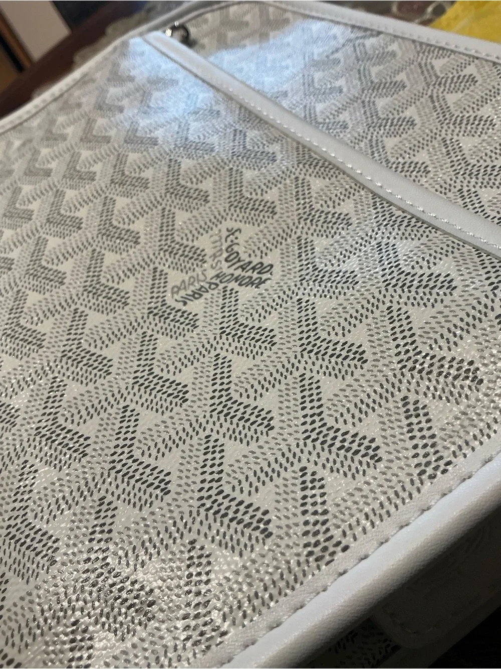 Goyard White Chevron Messenger Bag